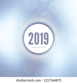 Abstract blurred vector background. Happy New Year 2019 theme. Round banner with rays.