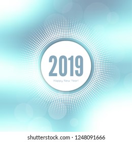 Abstract blurred vector background. Happy New Year 2019 theme. Round banner with rays.
