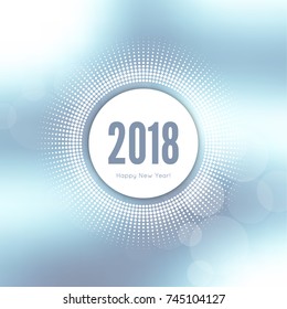 Abstract blurred vector background. Happy New Year 2018 theme. Round banner with rays.