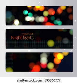 Abstract blurred vector background with light glare, bokeh and glowing particles. 