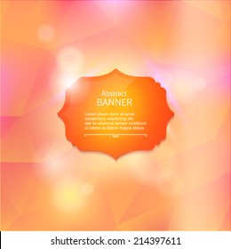 Abstract blurred vector background with orange shiny label