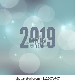 Abstract blurred vector background with sparkle stars. Happy New Year 2019. 