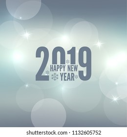 Abstract blurred vector background with sparkle stars. Happy New Year 2019. 