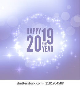 Abstract blurred vector background with sparkle stars. Happy New Year 2019 theme. 