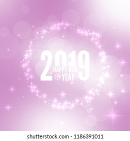 Abstract blurred vector background with sparkle stars. Happy New Year 2019 theme. 