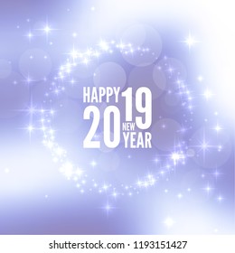 Abstract blurred vector background with sparkle stars. Happy New Year 2019 theme. 