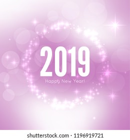 Abstract blurred vector background with sparkle stars. Happy New Year 2019 theme. 
