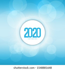 Abstract blurred vector background with sparkle stars. Happy New Year 2020. Round banner with rays of dots.