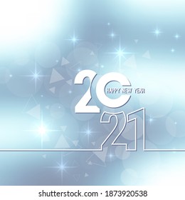 Abstract blurred vector background with sparkle stars  and glint. Happy New Year 2021.