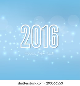 Abstract blurred vector background with sparkle stars. Happy New Year 2016. 