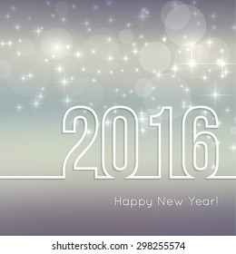 Abstract blurred vector background with sparkle stars. Happy New Year 2016. 