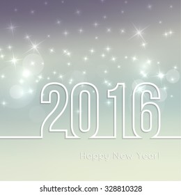 Abstract blurred vector background with sparkle stars. Happy New Year 2016. 