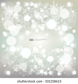 Abstract blurred vector background with sparkle stars, bokeh and snowflake. For decorations for Merry Christmas, New Year, anniversaries, festivals, xmas celebration. Abstract Winter background.