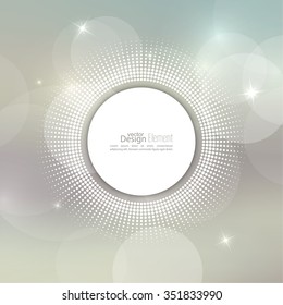 Abstract blurred vector background with sparkle stars with round banner dots. 