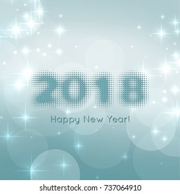 Abstract blurred vector background with sparkle stars. Happy New Year 2018 theme. 