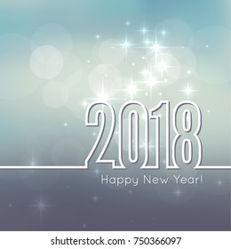 Abstract blurred vector background with sparkle stars. Happy New Year 2018. 