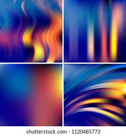 Abstract blurred vector backgrounds. For art illustration template design, business infographic and social media. Yellow, orange, blue, pink colors.