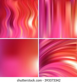 Abstract blurred vector backgrounds. For art illustration template design, business infographic and social media. Pink, red, orange colors. 