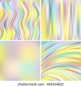Abstract blurred vector backgrounds. For art illustration template design, business infographic and social media. Pastel pink, yellow, blue, white colors. 