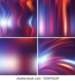 Abstract blurred vector backgrounds. For art illustration template design, business infographic and social media. Purple, red, brown colors. 
