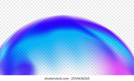 Abstract blurred vibrant collored round shape. Bright color gradients for creative graphic design. Overlay template. Transparent background. Vector illustration.