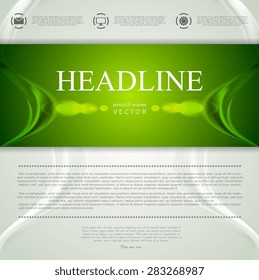 Resumen diseño de volante verde de olas borrosas. Fondo del vector