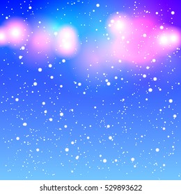 Abstract blurred winter background with bright lights for your design