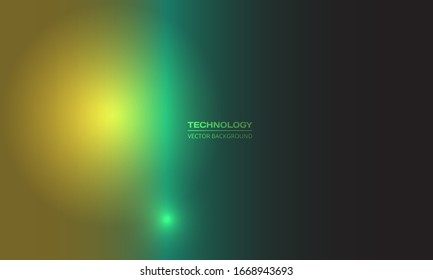 Fondo de tecnología de degradado amarillo y verde abstracto con brillantes luces y resplandor. Plantilla abstracta colorida con efecto desenfocado en un diseño horizontal moderno. Ilustración vectorial.