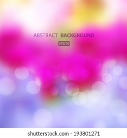 Abstract blurry background purple, pink, yellow. Vector EPS 10 illustration.