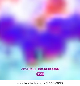 Abstract blurry background of turquoise, blue, purple, color. Vector EPS 10 illustration.