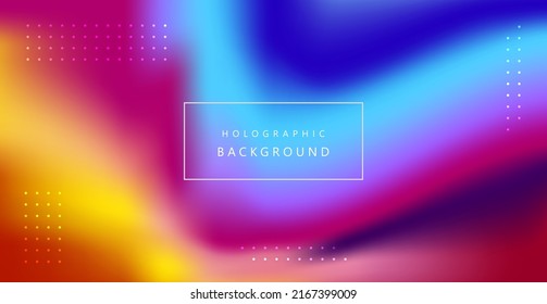 abstract blurry fluid vector background of polar lights. Holographic shiny colors, blue, yellow, green, purple, pink. eps10 vector