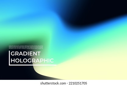 abstract blurry fluid vector background of polar lights. Holographic shiny colors, blue, yellow, green, and black. eps10 vector