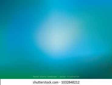 abstract blurry gradient mesh background in bright blue and green pastel colors, colorful smooth template like landscape with sun, editable and layered