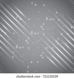 Abstract blurry motion lines isolated on transparent background. Light effect