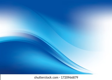 Abstract Blurry Smooth Blue White Wave Gradient Background Design, Soft Blue White Wave Background Template Vector