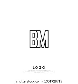 abstract BM logo letters design concept in shadow shape