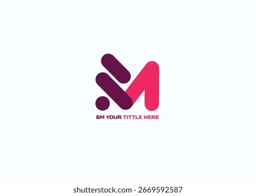 Abstract BM Monogram Logo Design in Red and Purple on White Background