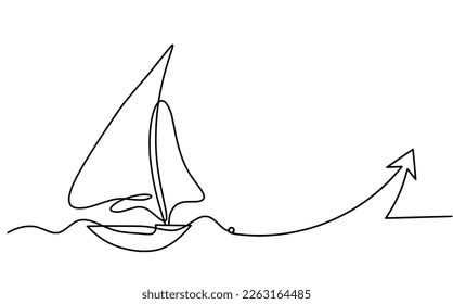 Abstracto barco con dirección como dibujo de línea sobre fondo blanco. Vector