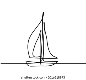 Abstract boat as line drawing on white background. Vector