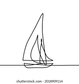 Abstract boat as line drawing on white background. Vector