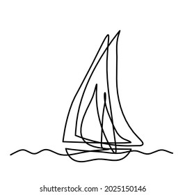 Abstract boat as line drawing on white background. Vector