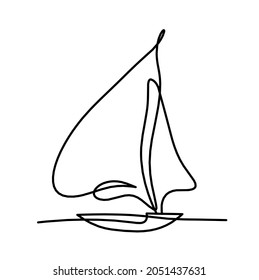 Abstract boat as line drawing on white background. Vector