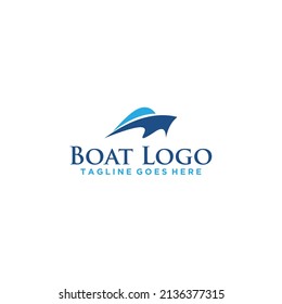 Diseño de señales de logotipo de barco y mar