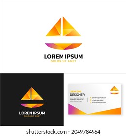 Abstract boat logo with gradient and low poly effect. fit for creative, creator, industrial logo etc.