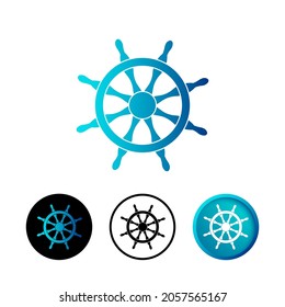 Abstract Boat Steering Wheel Icon Illustration