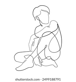 Dibujo de una línea de cuerpo Abstractas. Dibujo Abstractas contemporáneo creativo de la línea de la figura masculina. Belleza Moda Ilustración del cuerpo. Diseño mínimo de Vector para el arte de la pared, impresión, tarjeta, cartel.