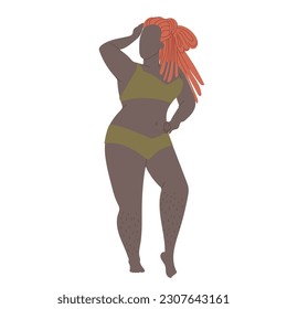Abstract body positive woman posing vector illustration.