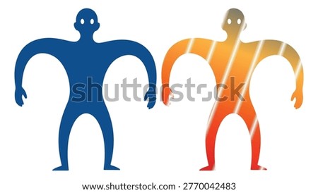 Abstract body shape icon, stylized person posture design, energetic character illustration