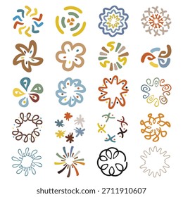 Abstract boha shape contemporary modern art flower design element illustration for background