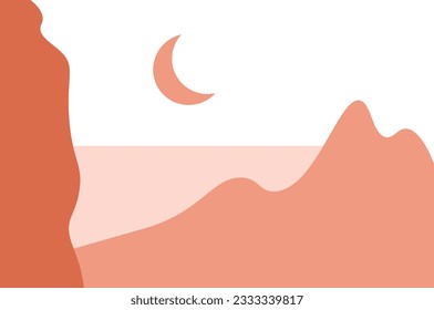 Abstract bohemian landscape illustration vector element